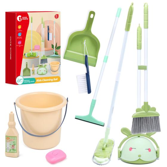 Imagem de Conjunto de limpeza CUTE STONE Toddler Kids Broom Dustpan Mop 3-5Y