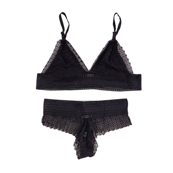 Imagem de Conjunto de Lingerie Calcinha Renda e Sutiã Sem Bojo Elegante e Confortável
