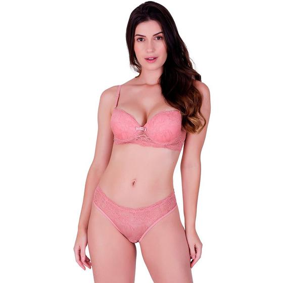 Imagem de Conjunto de Lingerie com Bojo todo em Renda Transparente - Conjunto Line