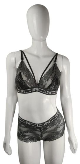 Imagem de Conjunto de Lingerie de Renda Love - Calcinha de Renda e Top Sem Aro e Sem Bojo - Tamanho G