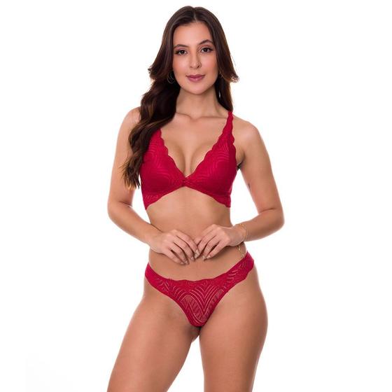 Imagem de Conjunto de Lingerie em Renda com Bojo Estilo Sedutor - VF51