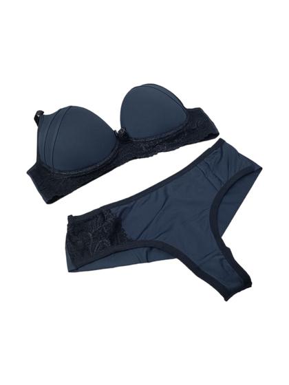 Imagem de Conjunto de lingerie fio duplo river de poliamida com bojo
