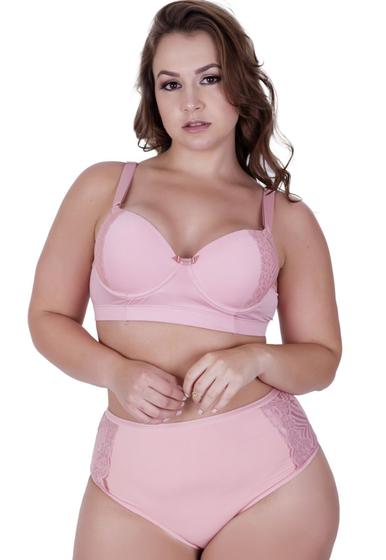 Imagem de Conjunto de Lingerie Plus Size Sutiã com Bojo e Calcinha Cós Alto - c15 DANI