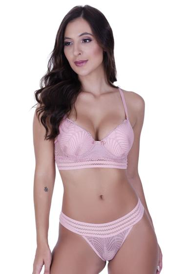 Imagem de Conjunto de Lingerie Rendado Com Bojo Elástico na Calcinha e Sutiã - c5 CONJ. JÉSSICA