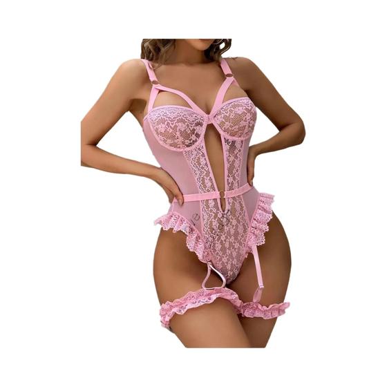 Conjunto de Lingerie Vermelha com Renda Floral - Sutiã e Calcinha com Gargantilha Menor preço em Conjunto de Lingerie Vermelha com Renda Floral - Sutiã e Calcinha com Gargantilha
