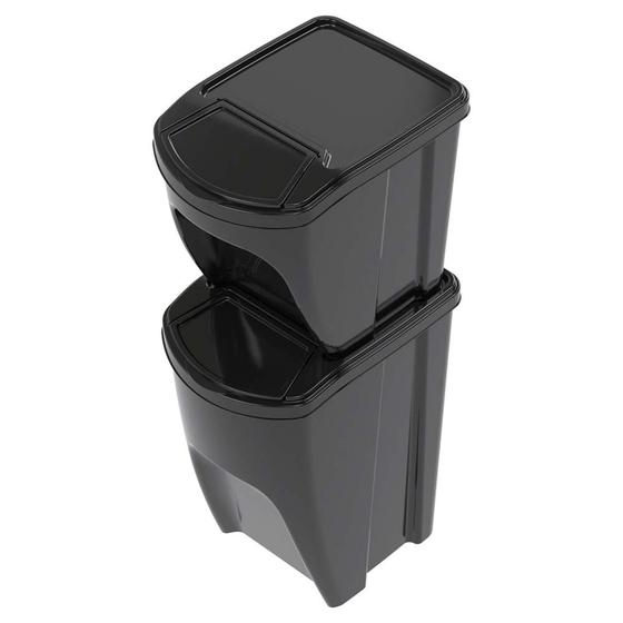 Imagem de Conjunto de Lixeiras de Plástico Empilháveis 20L e 34L Black