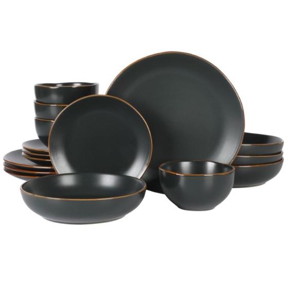 Imagem de Conjunto de Louças Gibson Home Hazeltine 16 Peças - Grés Preto