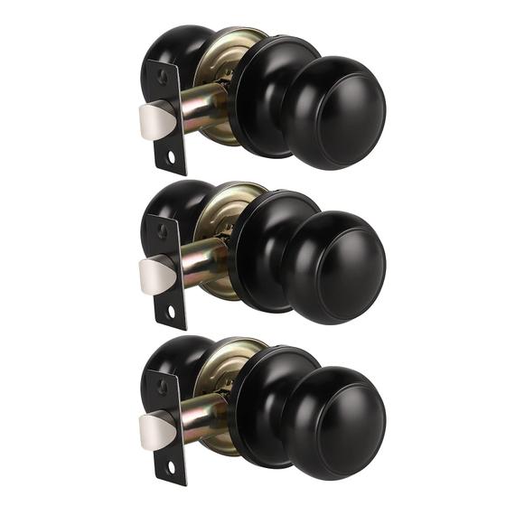 Imagem de Conjunto de maçanetas KNOBWELL Matte Black Passage, pacote com 3
