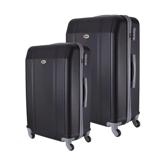 Imagem de Conjunto de Mala de Viagem em ABS IKA Continental Cadeado Rodas Giro 360º 2 Peças P/M Preta