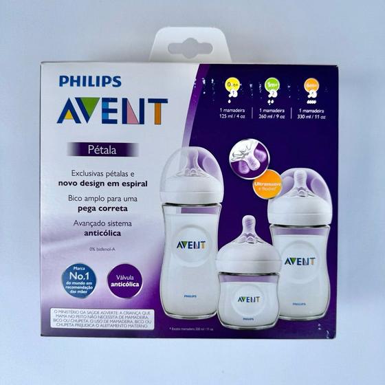 Imagem de Conjunto de Mamadeiras Philips Avent Pétala - 3 Peças, Anticólica, BPA Free