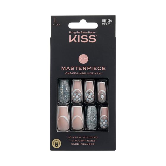 Imagem de Conjunto de manicure KISS Masterpiece Luxe Long Square 30 unidades