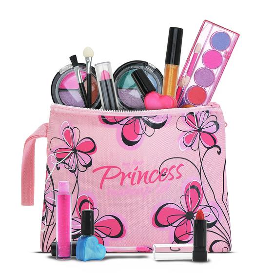 Imagem de Conjunto de maquiagem Playkidz Real Washable Princess com bolsa para meninas