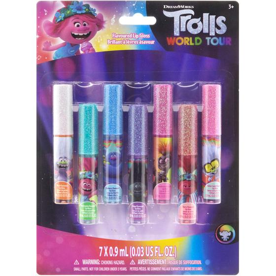 Imagem de Conjunto de maquiagem Townley Girl Trolls World Tour Lip Gloss 7 unidades