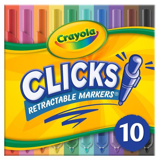 Imagem de Conjunto de marcadores Crayola Clicks com ponta retrátil (10 quilates) lavável