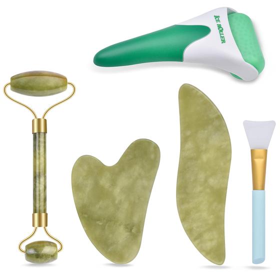 Imagem de Conjunto de massagem facial Charmonic 6 em 1 Ice Roller & Jade Roller