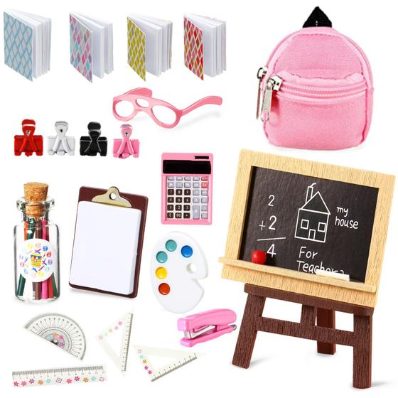 Imagem de Conjunto de material escolar Doll, 18 peças para bonecas com mochila