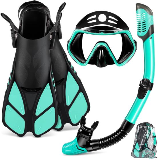 Imagem de Conjunto de Mergulho ZEEPORTE para Adultos - Máscara Antiembaçante com Snorkel e Nadadeiras