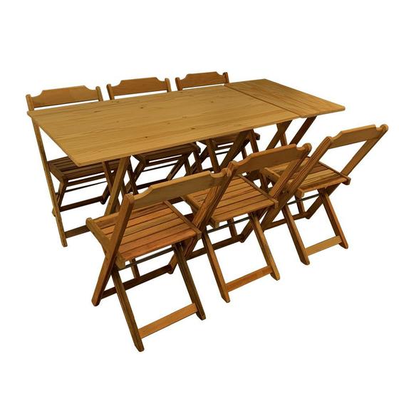 Conjunto de Mesa 1,20x70 e Mesa Aparador Dobrável com 6 Cadeiras - Mel Menor preço em Conjunto de Mesa 1,20x70 e Mesa Aparador Dobrável com 6 Cadeiras - Mel