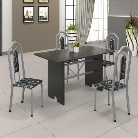 Imagem de Conjunto de Mesa 120x75cm Tampo Ardósia com 4 Cadeiras Bianca Soma Móveis