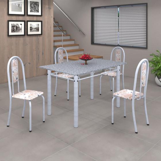 Imagem de Conjunto de Mesa 120x75cm Tampo em Granito com 4 Cadeiras Iris A