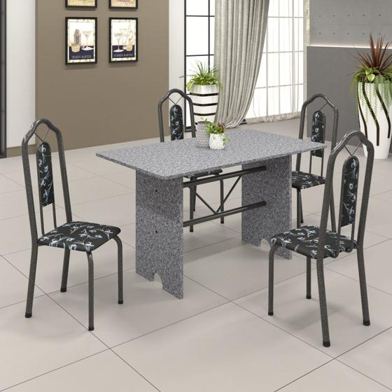 Imagem de Conjunto de Mesa 120x75cm Tampo Granito com 4 Cadeiras Bianca Soma Móveis