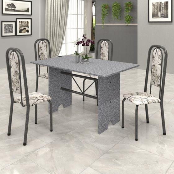 Imagem de Conjunto de Mesa 120x75cm Tampo Granito com 4 Cadeiras Lavínea Soma Móveis