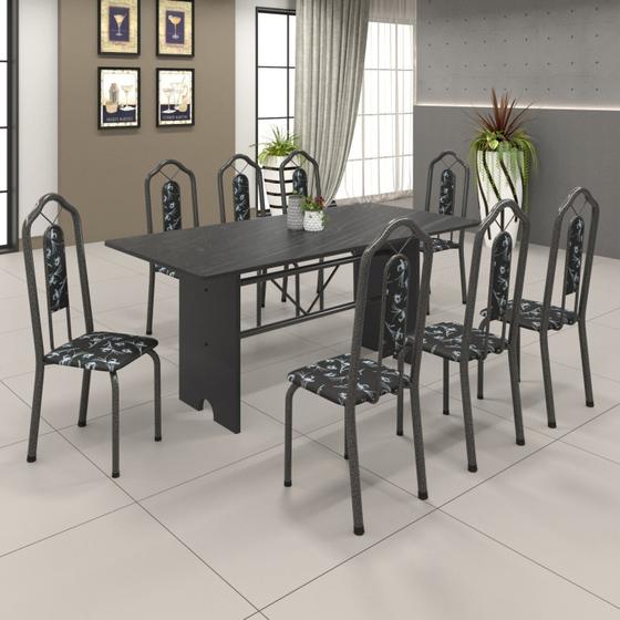 Imagem de Conjunto de Mesa 180x75cm Tampo Ardósia com 8 Cadeiras Bianca Soma Móveis