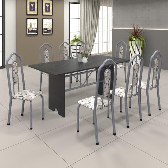 Imagem de Conjunto de Mesa 180x75cm Tampo Ardósia com 8 Cadeiras Bianca Soma Móveis