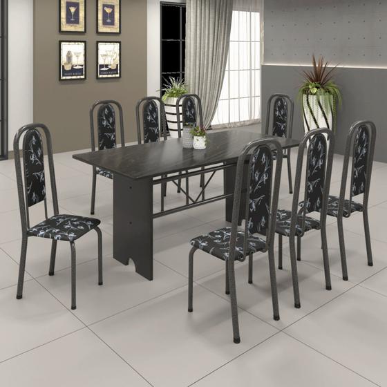 Imagem de Conjunto de Mesa 180x75cm Tampo Ardósia com 8 Cadeiras Lavínea