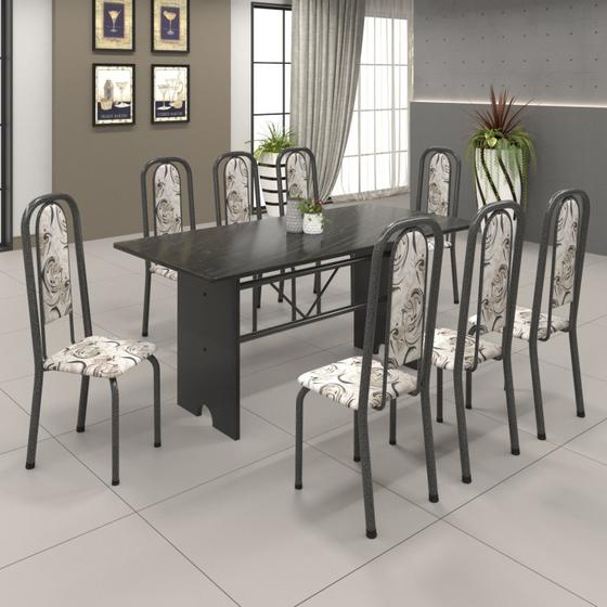 Imagem de Conjunto de Mesa 180x75cm Tampo Ardósia com 8 Cadeiras Lavínea Soma Móveis