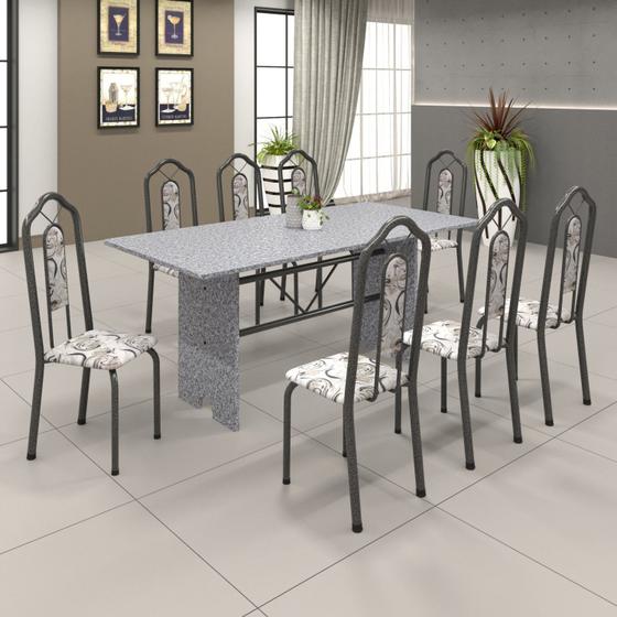 Imagem de Conjunto de Mesa 180x75cm Tampo Granito com 8 Cadeiras Bianca Soma Móveis