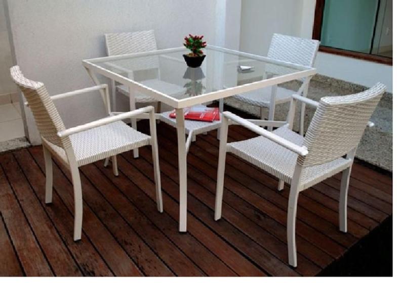 Imagem de Conjunto De Mesa 4 Cadeiras Aluminio Área Externa Varanda