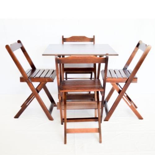 Imagem de Conjunto de Mesa 70x70 + 4 Cadeiras Dobráveis