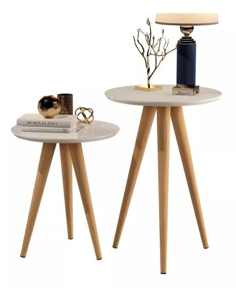 Imagem de Conjunto de Mesa Apoio e Lateral Classic com Pés Retrô - Várias Cores