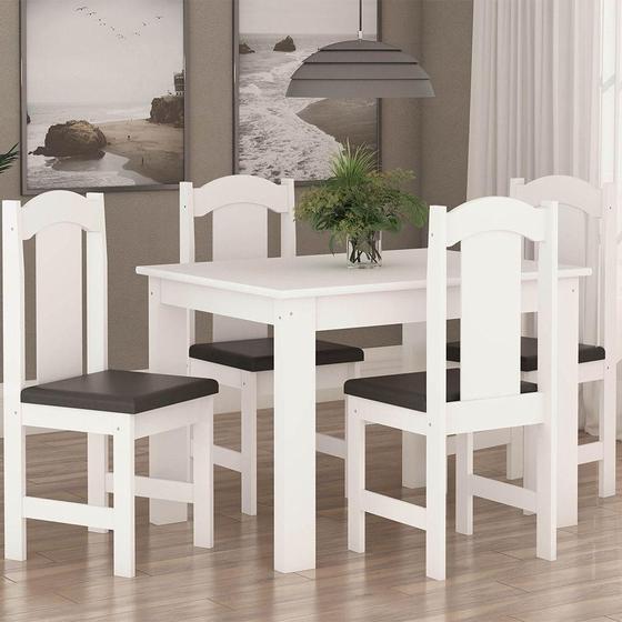 Imagem de Conjunto De Mesa Arauna Estilo Com 4 Cadeiras Branco Com Preto