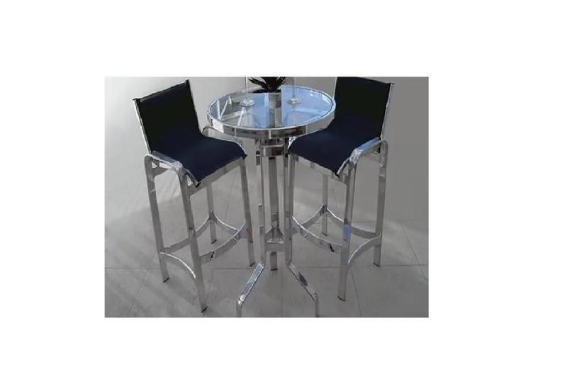 Imagem de Conjunto De Mesa Bistro Com 2 Banquetas Lótus De Aluminio