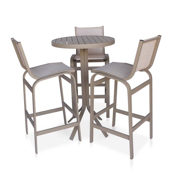 Imagem de Conjunto de Mesa Bistrô Com 3 Banquetas Altas Linha Leve - Cappuccino/Café Com Leite