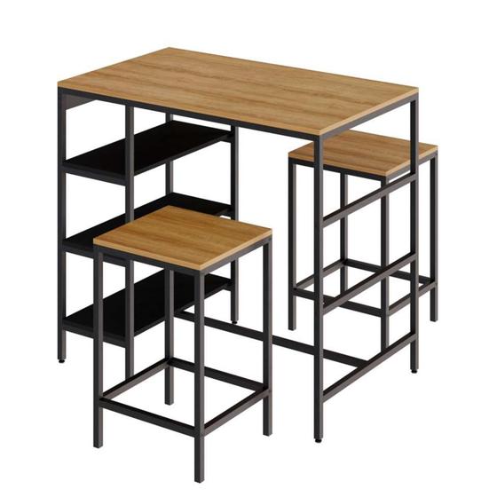 Imagem de Conjunto de Mesa Bistrô e 2 Bancos Wooden Mel e Preto