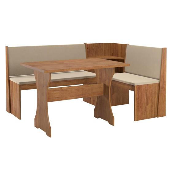 Conjunto de Mesa Canto Alemão Fit Roma Bege Suede Viero Menor preço em Conjunto de Mesa Canto Alemão Fit Roma Bege Suede Viero