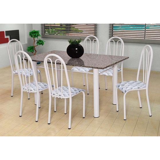 Imagem de Conjunto de Mesa Carla com 6 Cadeiras Branca Capitonê