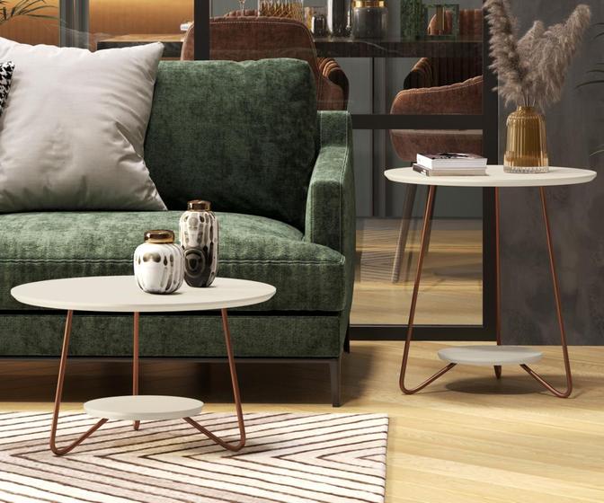 Conjunto De Mesa Centro E Lateral Liz Pés De Ferro Menor preço em Conjunto De Mesa Centro E Lateral Liz Pés De Ferro