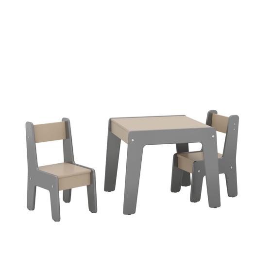 Imagem de Conjunto de Mesa com 2 Cadeiras Infantil em MDF Diana - Cinza