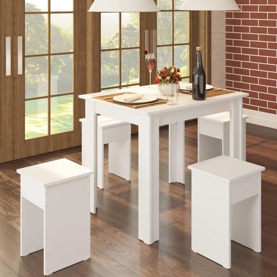 Imagem de Conjunto de Mesa com 4 Banquetas Casamia Branco