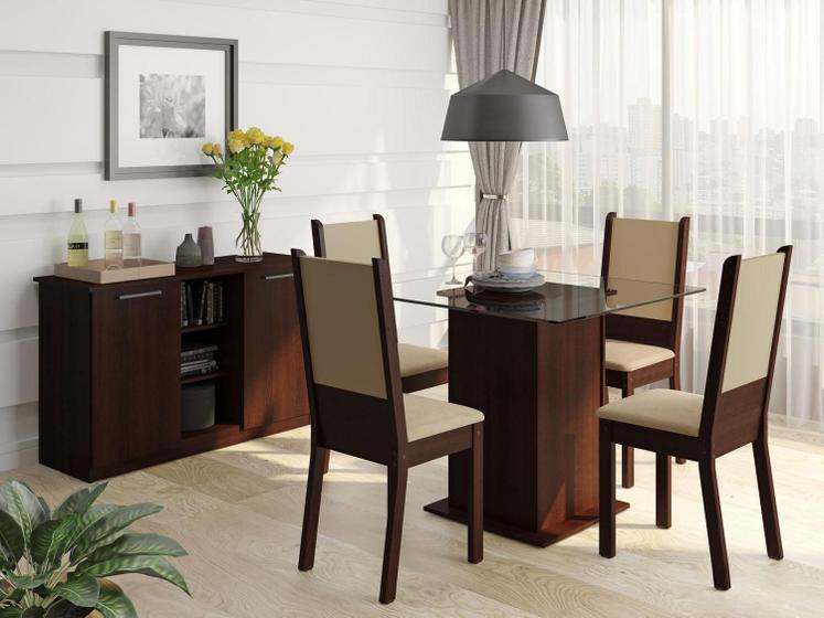 Imagem de Conjunto de Mesa com 4 Cadeiras Estofadas