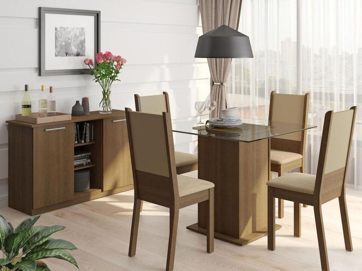 Imagem de Conjunto de Mesa com 4 Cadeiras Estofadas