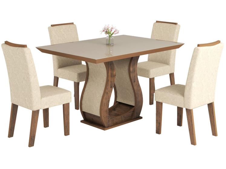 Conjunto de Mesa com 4 Cadeiras Estofadas Menor preço em Conjunto de Mesa com 4 Cadeiras Estofadas