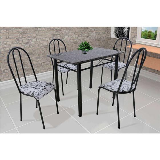 Imagem de Conjunto de Mesa com 4 Cadeiras Genebra material sintético Preto e Branco