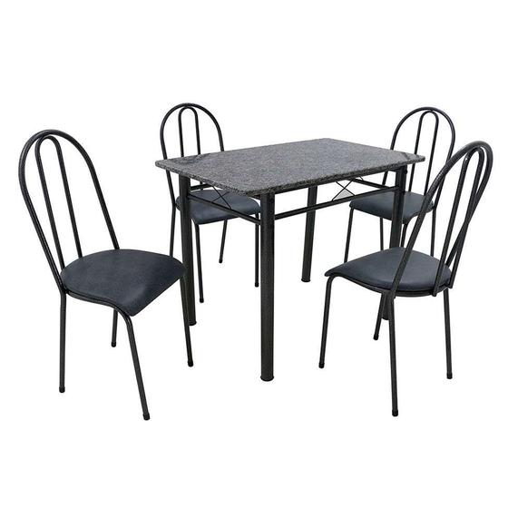 Imagem de Conjunto de Mesa com 4 Cadeiras Genebra material sintético Preto e Petróleo