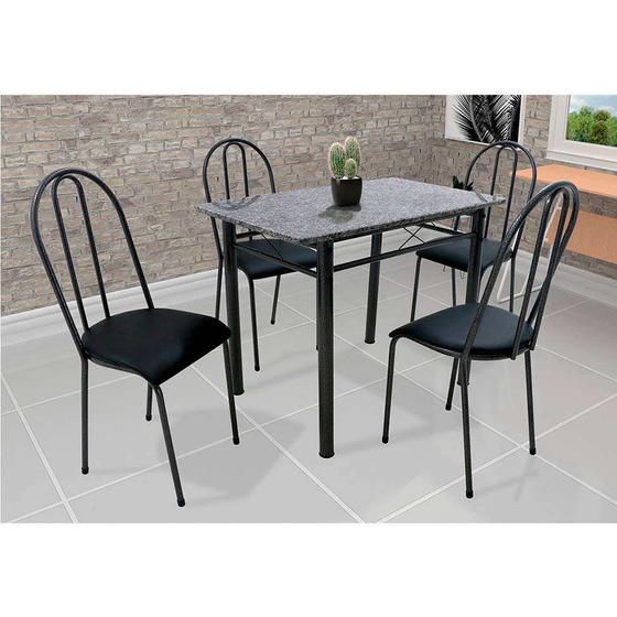 Imagem de Conjunto de Mesa com 4 Cadeiras Genebra material sintético Preto