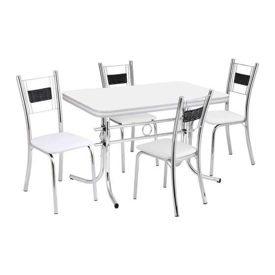 Imagem de Conjunto de Mesa com 4 Cadeiras Katia Prata e branco